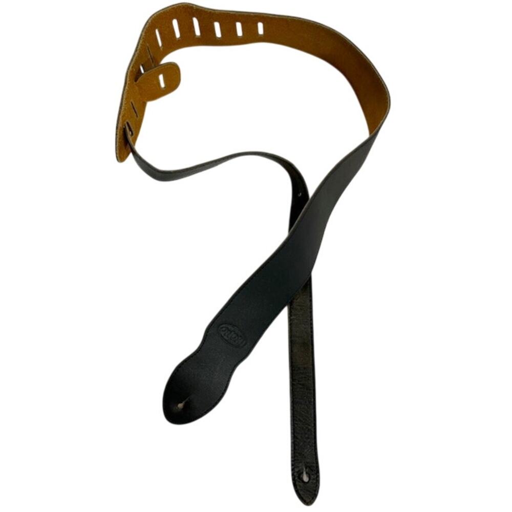 Onori black synthetic leather guitar strap.